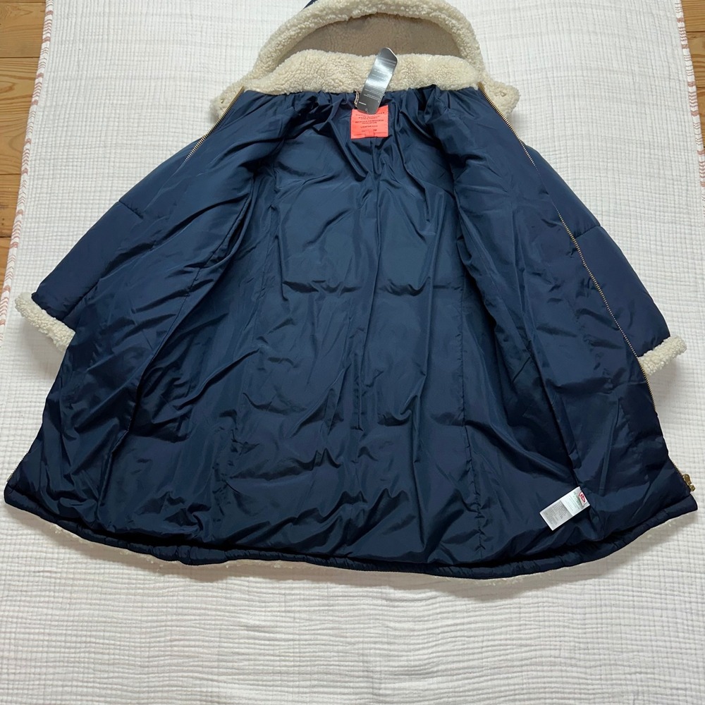 NWT J CREW Snowday Signature Puffer Jacket Womens XS Navy Primaloft Sherpa Trim - Picture 6 of 7